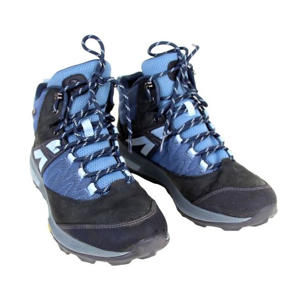 Merrell BLUE BLACK LEATHER NYLON LACE UP FLAT HIGHT TOP SNEAKERS SHOES Sz 9.5 - Picture 1 of 12